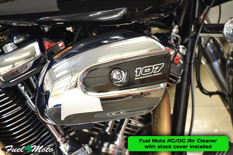 Fuel Moto AC/DC Air Cleaner with Stock Cover Installed 