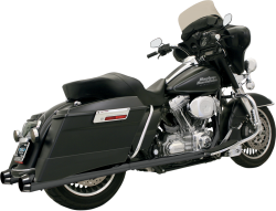 Bassani Xhaust - Bassani Xhaust 4 Inch Megaphone Fluted Slip-On Mufflers - Black - Twin Cam Touring