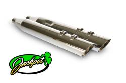 Jackpot - Jackpot 4" Street Outlaw Slash Down Chrome Slip On Mufflers