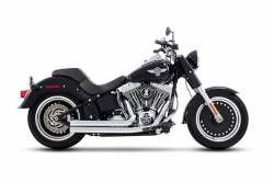 Rinehart - Rinehart - Softail 2-into-2 Flush Chrome with Chrome End Caps