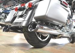 Jackpot - Jackpot Hi Roller Slip On Mufflers - Chrome with Black Slash End Caps Twin Cam