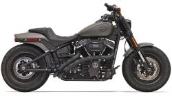 Bassani Xhaust - Bassani Xhaust Radial Sweeper Slotted Exhaust - Black - Softail Fat Bob Breakout Street Bob Fat Boy Slim FXDR