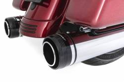 Rinehart - Rinehart 1995-2016 4.5" MotoPro 45 Slip-On Exhaust For Harley Touring Chrome with Black Standard End Caps