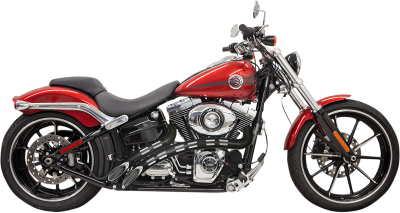Bassani Xhaust - Bassani Xhaust Radial Sweeper Slotted Exhaust - Black/Chrome - Softail Dyna Glide Breakout Rocker