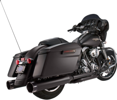 S&S Cycle - S&S Cycle - Mk45 Mufflers Black w/ Black Tracer End Caps M8