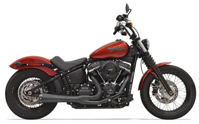 Bassani Xhaust - Bassani Xhaust Road Rage 2 Into 1 Exhaust - Black - Softail Street Bob Low Rider Slim Fat Bob