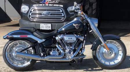 D&D - D&D Low Cat Upswept 2 into 1 Chrome M8 Softail Wide Tire Models