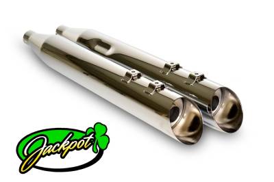 Jackpot - Jackpot 4" Street Outlaw Slash Up Chrome Slip On Mufflers