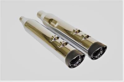 Jackpot - Jackpot Hi Roller Slip On Mufflers - Chrome with Black Slash End Caps Milwaukee-8