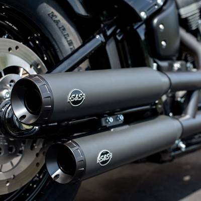 S&S Cycle - S&S Cycle 4" Grand National Black Slip On Mufflers