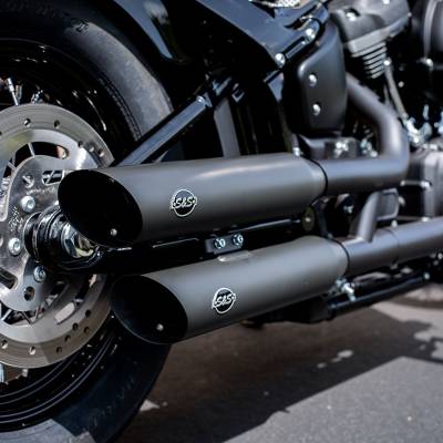 S&S Cycle - S&S Cycle 4" Slash Cut Black Slip On Mufflers