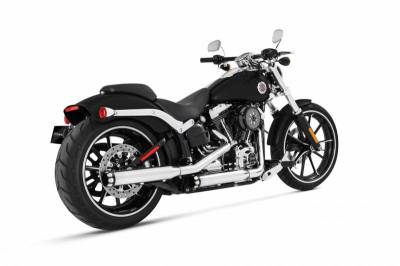 Rinehart - Rinehart 3" Slip-On Exhaust for Harley Softail Chrome with Black Scalloped End Caps