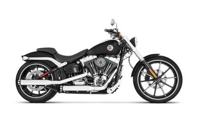 Rinehart - Rinehart 3" Slip-On Exhaust for Harley Softail Chrome with Black Straight End Caps