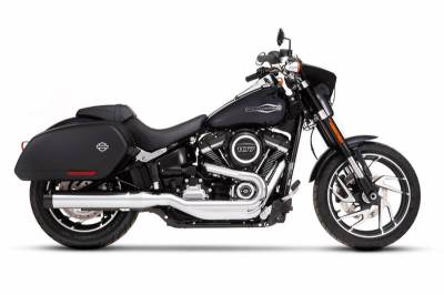 Rinehart - Rinehart 4” Slip-On Exhaust for Harley Softail Sport Glide Chrome with Black End Caps