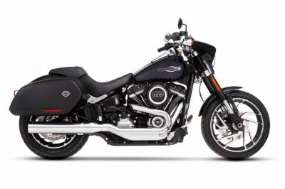 Rinehart - Rinehart 4” Slip-On Exhaust for Harley Softail Sport Glide Chrome with Chrome End Caps