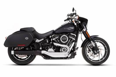 Rinehart - Rinehart 4” Slip-On Exhaust for Harley Softail Sport Glide Black with Chrome End Caps