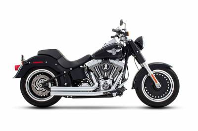 Rinehart - Rinehart - Softail 2-into-2 Flush Chrome with Chrome End Caps