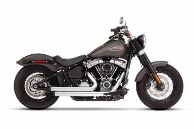 Rinehart - Rinehart - Softail 2-into-2 System Flush Black with Black End Caps