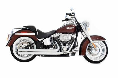 Rinehart - Rinehart - Softail Churchill 2-into-2 System Chrome with Chrome End Caps