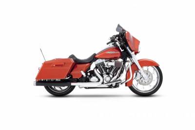 Rinehart - Rinehart 1995-2009 3.5" Slip-On Exhaust For Harley Touring Black with Chrome Castle End Caps