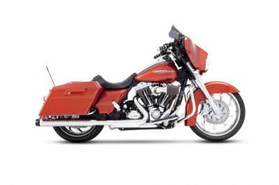 Rinehart - Rinehart 1995-2009 3.5" Slip-On Exhaust For Harley Touring Chrome with Black Castle End Caps