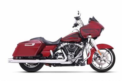 Rinehart - Rinehart 1995-2016 4" Slip-On Exhaust For Harley Touring Chrome with Chrome Castle End Caps