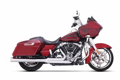 Rinehart - Rinehart 2017-Later 2-into-1 Exhaust for Harley Touring Chrome with Chrome End Caps