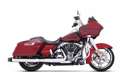 Rinehart - Rinehart 2017-Later 4" Slip-On Exhaust For Harley Touring Chrome with Black Merge End Caps