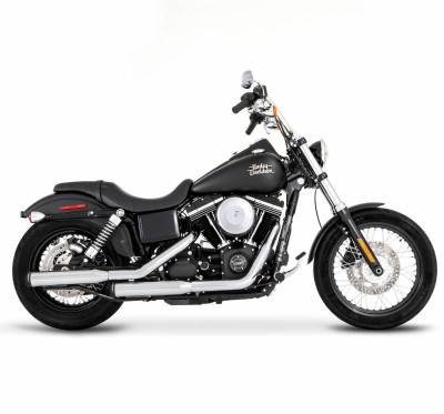 Rinehart - Rinehart 3" Slip-On Exhaust for Harley Dyna Chrome with Black Straight End Caps