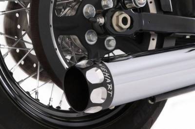 Rinehart - Rinehart 3" Slip-On Exhaust for Harley Sportster Chrome with Black Scalloped End Caps