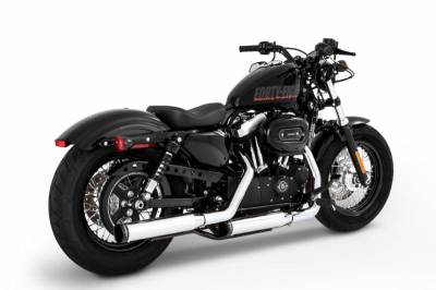 Rinehart - Rinehart 3" Slip-On Exhaust for Harley Sportster Chrome with Black Straight End Caps