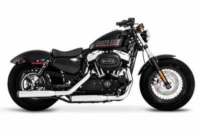 Rinehart - Rinehart 3" Slip-On Exhaust for Harley Sportster Chrome with Chrome Scalloped End Caps