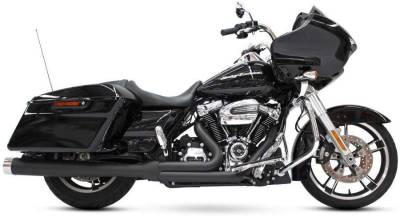 Rinehart - Rinehart 2017-Later 2-into-1 Exhaust for Harley Touring Black with Chrome End Cap