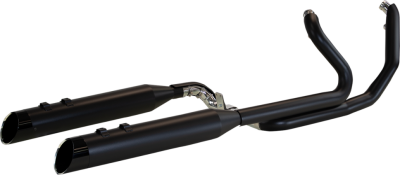 Khrome Werks - Khrome Werks 2 Into 2 Stepped Duals - Black with Edge Tips - M8 Touring