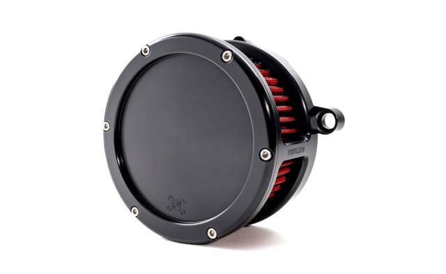 Feuling BA Air Cleaner - Black Finish - Red Filter - Solid Cover