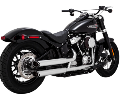 Vance & Hines - Vance & Hines 3 Inch Round Twin Slash PCX Slip-On Muffler - Chrome - M8 Softail Fat Boy Breakout