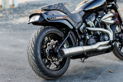 Firebrand - SPECIAL PURCHASE Firebrand Grand Prix 2 Into 1 Race Only Exhaust - Brushed Stainless Steel - M8 Softail