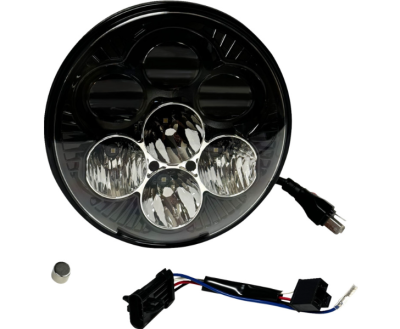 Custom Dynamics - Custom Dynamics Shark Demon 7" Headlight with Color Changing Backlight - Harley Touring + FL Softail