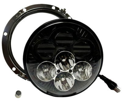 Custom Dynamics - Custom Dynamics Shark Demon 7" Headlight with Color Changing Backlight - Harley Touring + Dyna Models