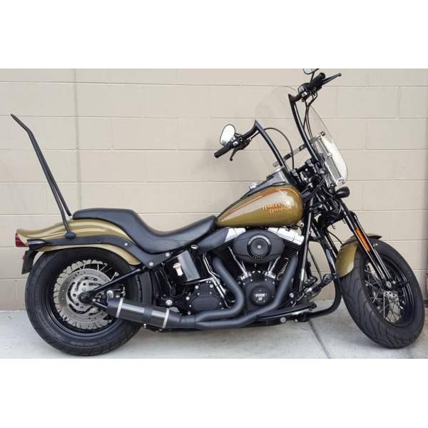 D&D - D&D Bob Cat Upswept 2 into 1 Black with Black Sleeve 84-17 Softail