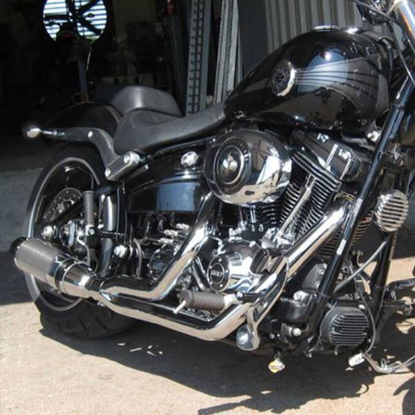 D&D - D&D Bob Cat Upswept 2 into 1 Chrome with Aluminum Sleeve 13-17 Softail Breakout