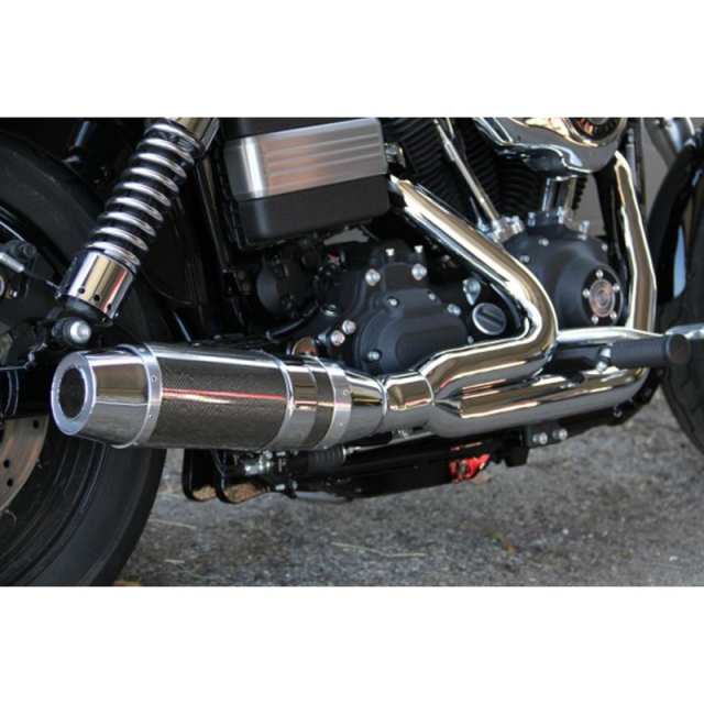 D&D - D&D Bob Cat Upswept 2 into 1 Chrome with Carbon Fiber Sleeve 06-17 Dyna
