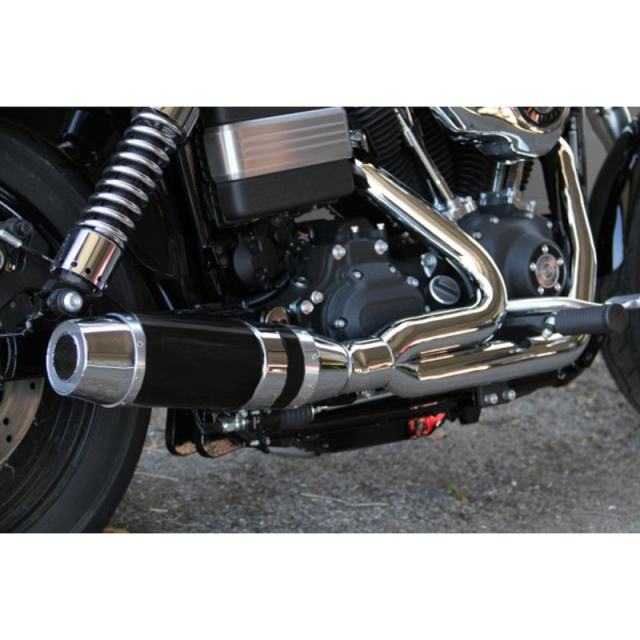 D&D - D&D Bob Cat Upswept 2 into 1 Chrome with Black Sleeve 06-17 Dyna