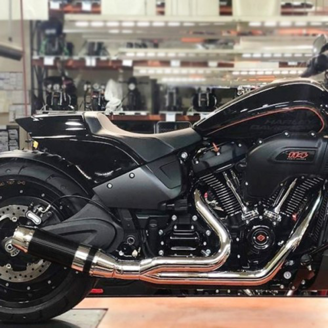 D&D - D&D Bob Cat Upswept 2 into 1 Chrome with Black Sleeve M8 Softail Wide Tire Models