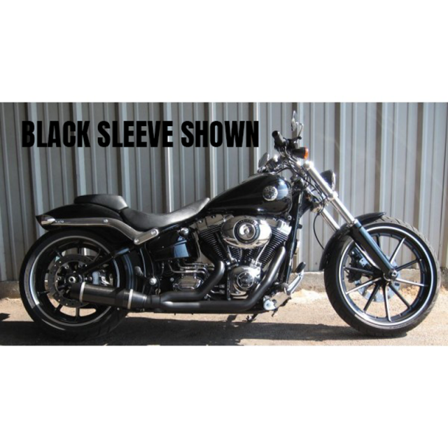 D&D - D&D Bob Cat Upswept 2 into 1 Black with Aluminum Sleeve 13-17 Softail Breakout