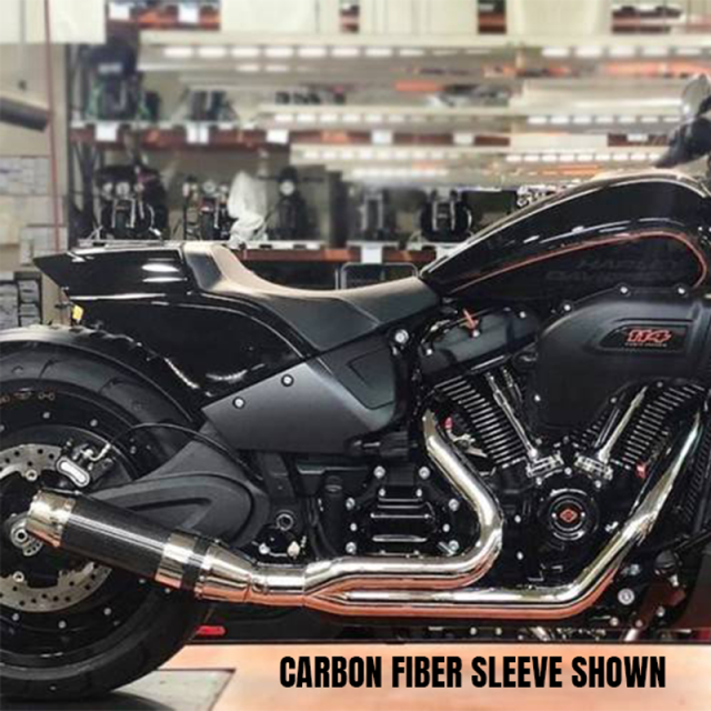 D&D - D&D Bob Cat Upswept 2 into 1 Chrome with Aluminum Sleeve M8 Softail Wide Tire Models