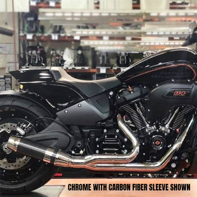 D&D - D&D Bob Cat Upswept 2 into 1 Black with Black Sleeve M8 Softail Wide Tire Models