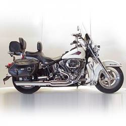 D&D - D&D Fat Cat 2 into 1 Black Perforated Wrapped Baffle 84-17 Softail Heritage - Image 1