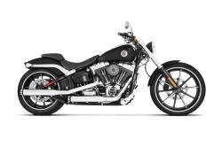 Rinehart - Rinehart 3" Slip-On Exhaust for Harley Softail Chrome with Black Straight End Caps - Image 1