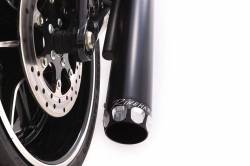 Rinehart - Rinehart 3" Slip-On Exhaust for Harley Softail Black with Chrome Scalloped End Caps - Image 2